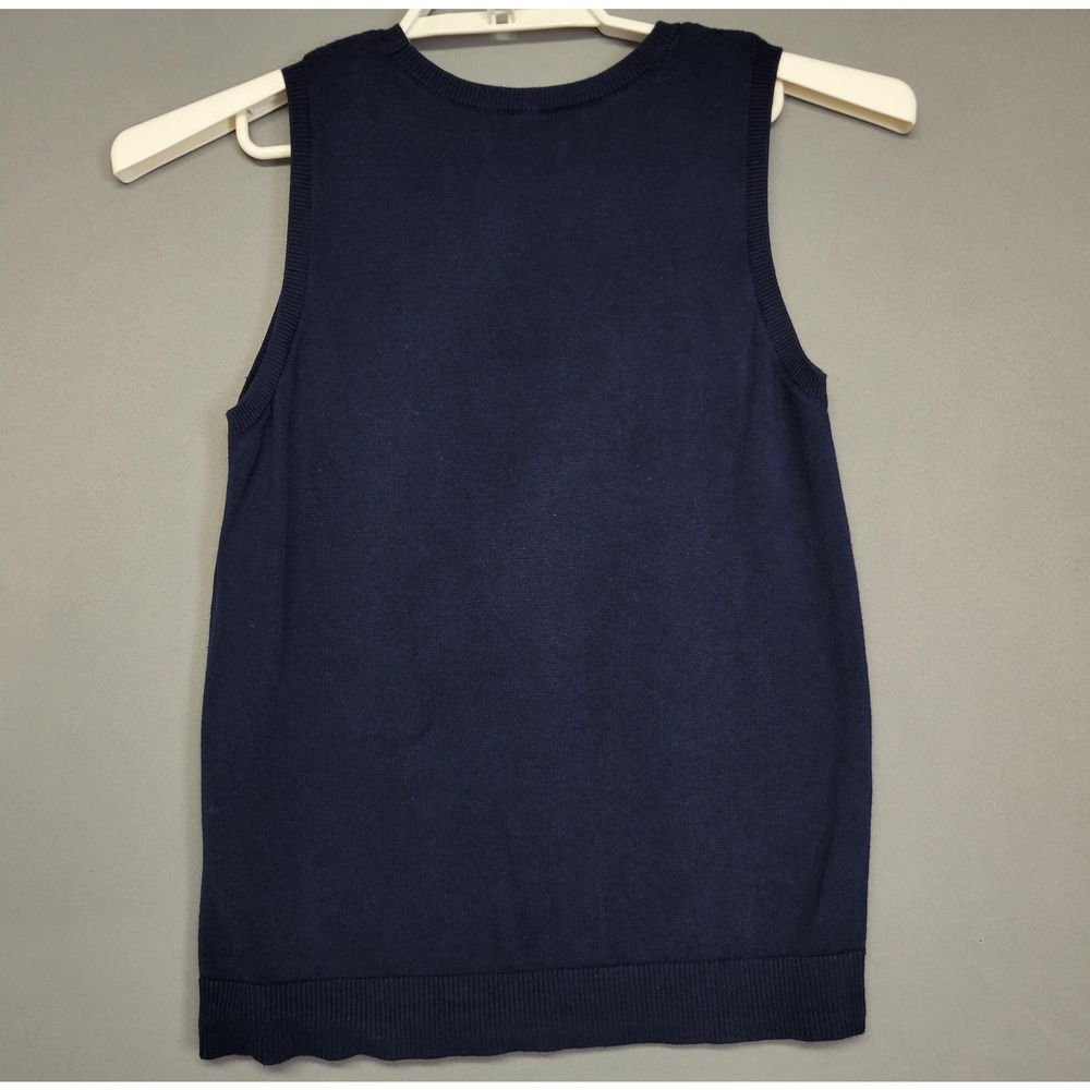 Sweater Vest Womens S Navy Blue Pointelle Knit Sleeveless Preppy Croft & Barrow - Picture 11 of 12